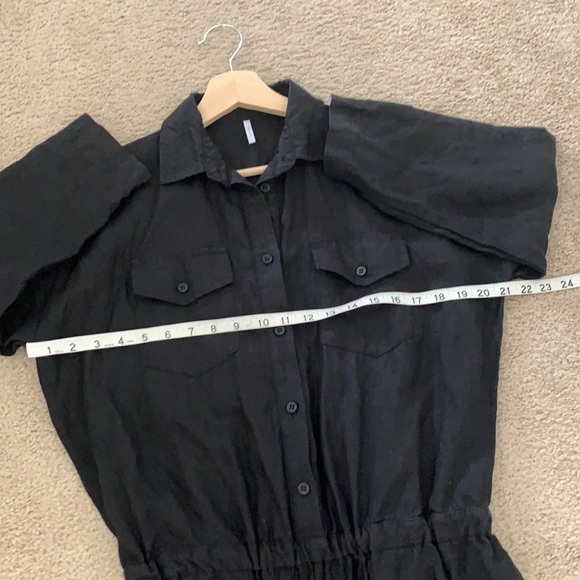 Seaside Tones Black Baltic 100% Linen Jumpsuit M - Picture 3 of 5